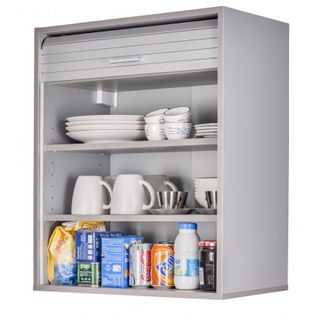 Meuble Haut De Cuisine Imitation Aluminium 2 Etagères L 60 H 72 P 35 Cm