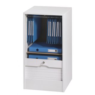 Classeur à Rideau 4 Etagères 1 Kit Ds Serrure Larg 41,4 Haut 76 Prof 44 Cm - Coloris: Blanc