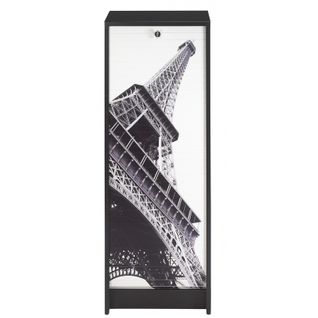 Classeur à Rideau Noir 5 Etagères Serrure L 37.8 H 103.8 P 38.4 Cm - Coloris: Tour Eiffel 750 751