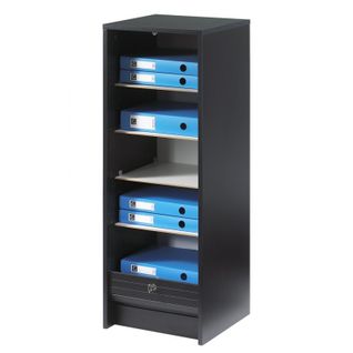 Classeur à Rideau Noir 5 Etagères Serrure L 37.8 H 103.8 P 38.4 Cm - Coloris: Fée 217