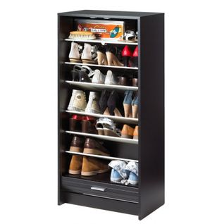 Meuble à Chaussures Noir 7 Tablettes 21 Paires - Coloris: Noir