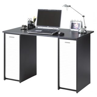 Bureau Noir 2 Caissons à Rideau 120 Cm - Coloris: Blanc