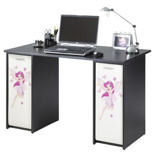 Bureau Noir 2 Caissons à Rideau 120 Cm - Coloris: Fée 217