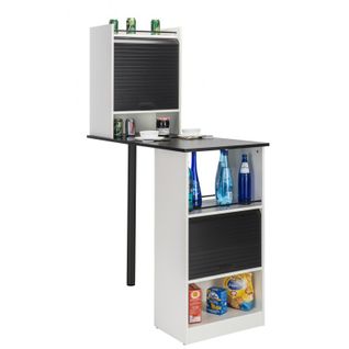 Table De Cuisine Et 2 Meubles De Rangement Blancs - Coloris: Noir