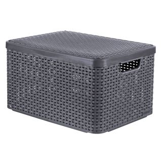 Boîte De Rangement Avec Couvercle Style L 30 L Argent Métallisé