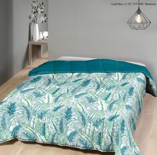 Couette Tempérée Imprimé Leaves/non Tissé Blanc- 2 Personnes 240x260 - Mi Saison