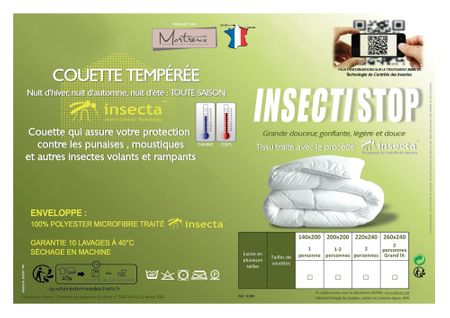 Couette Tempérée Anti Punaises,anti Acariens Et Anti Moustiques - 2 Personnes 220x240 - Mi Saison