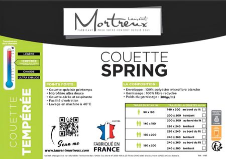 Couette Tempérée Microfibre - 2 Personnes 240x260 - Mi Saison