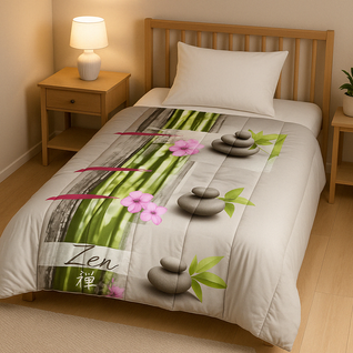 Couette Ultra Légère Imprimée Zen - 1 Personne 140x200 - Spécial Eté