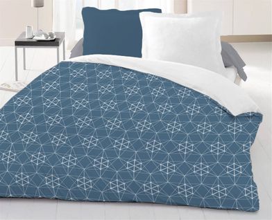 Couette Tempérée Imprimée Geometrique/uni Blanc - 1 Personne 140x200  - Mi Saison