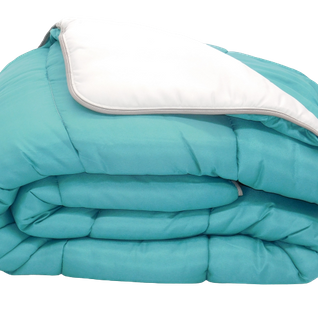 Couette Bicolore Bleu Vert / Gris - 2 Personnes 220x240 - Mi Saison