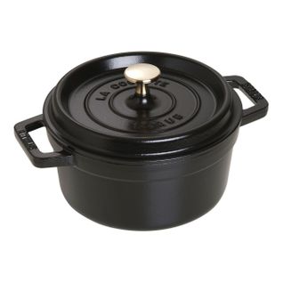 Cocotte En Fonte, Ronde, 24 Cm, 3,7 L, Noir Mat