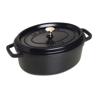Cocotte En Fonte, Ovale, Ø 31 Cm, 5,5 L, Noir Mat