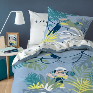 Parure De Lit Imprimée 100% Coton, Explorateur Gris 140x200+63x63cm