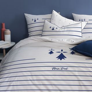 Parure De Lit Imprimée 100% Coton, Bretagne Breizh Blanc 240x220+2x63x63cm