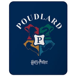 Plaid Polaire Imprimé 100% Polyester, Harry Potter Blason Bleu Marine 110x140cm