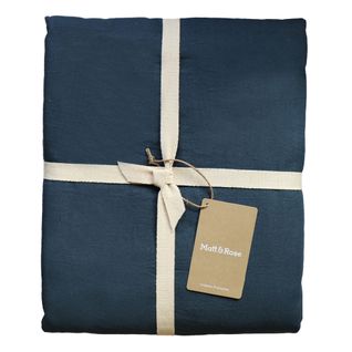 Housse De Couette Unie En Coton, Coton Lavé Bleu Nuit 200x200cm