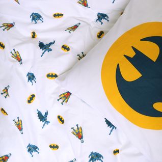 Parure De Lit Imprimée 100% Coton, Batman Team Bleu 140x200+63x63cm