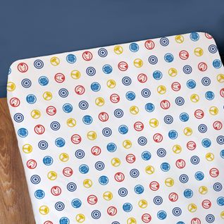 Drap-housse Imprimé 100% Coton, Avengers Home Team Blanc 90x190/200cm - Bonnet 30cm