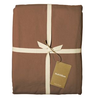Housse De Couette Unie En Coton, Coton Lavé Chocolat 240x220cm