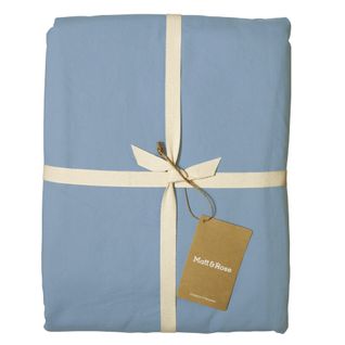 Housse De Couette Unie En Coton, Coton Lavé Bleu Orage 240x220cm