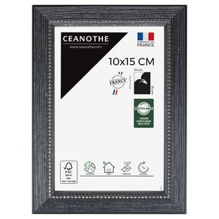 Cadre Photo Perle Noir 10x15 Cm Noir Bois Massif Fsc