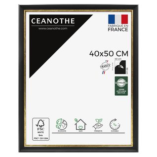 Cadre Photo Pandore Noir Doré 40x50 Cm Doré Résine Recyclée