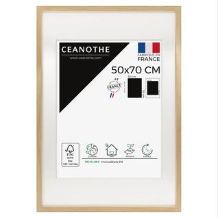Cadre Photo 50x70 Cm Milan Brut  Avec Passe-partout 40x50 Cm  Bois Naturel Bois Reconstitué Fsc