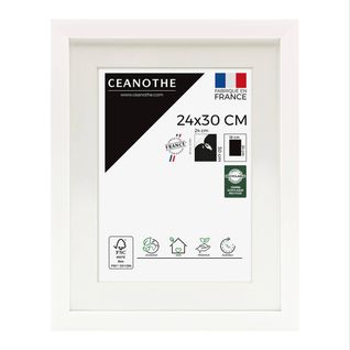 Cadre Photo  24x30 Cm Milan Blanc Avec Passe-partout 18x24 Cm Blanc Bois Reconstitué Fsc