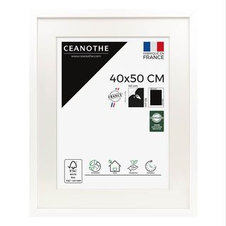 Cadre Photo 40x50 Cm Milan Blanc Avec Passe-partout 30x40 Cm Blanc Bois Reconstitué Fsc