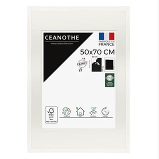 Cadre Photo 50x70 Cm Milan Blanc Avec Passe-partout 40x50 Cm  Blanc Bois Reconstitué Fsc