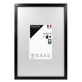 Cadre Photo Wild Noir 40x60 Cm Avec Passe-partout 20x30 Cm Noir Résine Recyclée