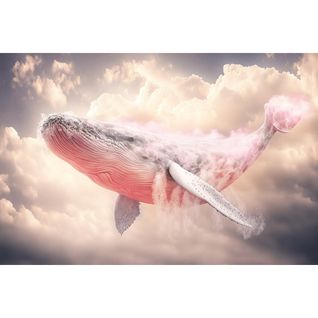 Tableau Sur Toile Baleine Rose 30x45 Cm
