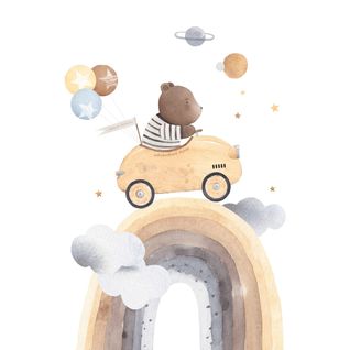 Tableau Sur Toile Ourson Voyageur 30x45 Cm