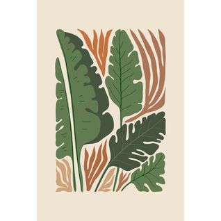 Tableau Sur Verre Synthétique Feuillage Abstrait 65x97 Cm