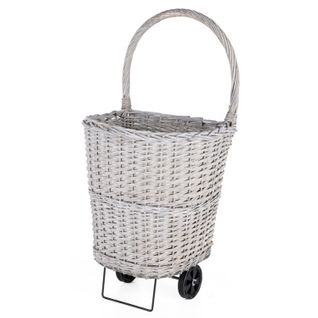 Chariot à Bûches En Osier Et Acier