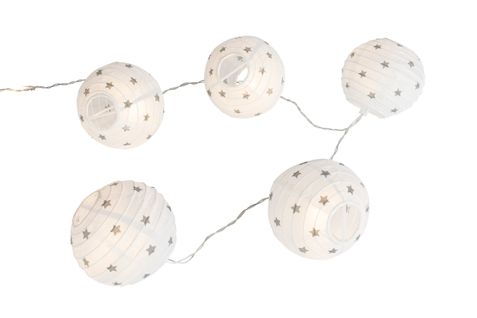 Guirlande papier 10 LED STARRY Gris et blanc