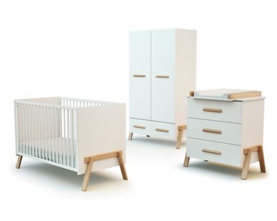 Chambre Bébé Lit, Commode à Langer 3 Tiroirs Et Armoire Canaille Bois
