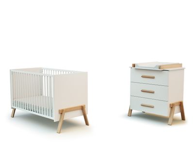 Duo Lit Bébé Et Commode En Bois Canaille