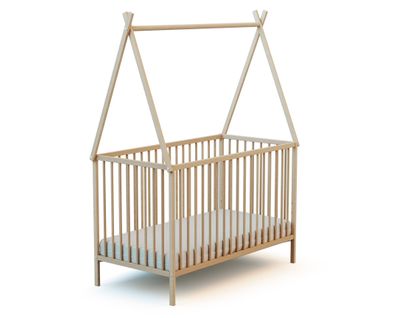 Lit Tipi 60x120 En Bois Hêtre Brut