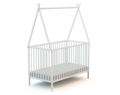 Lit Tipi 60x120 En Bois Avec Toit Blanc