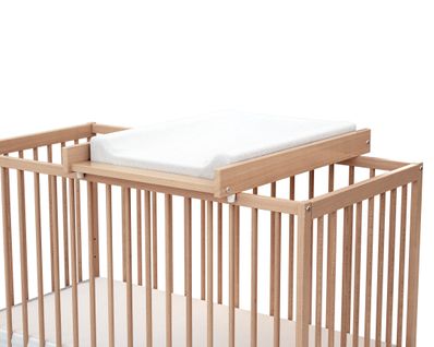 Plan à Langer Amovible Pour Lit Bébé En Bois Mona Hêtre Verni 60 X 120 Cm