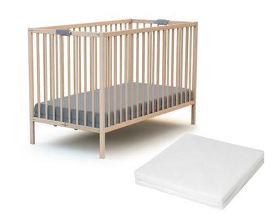 Lit Bébé Pliant En Bois En Bois Hêtre Brut 60x120 Cm