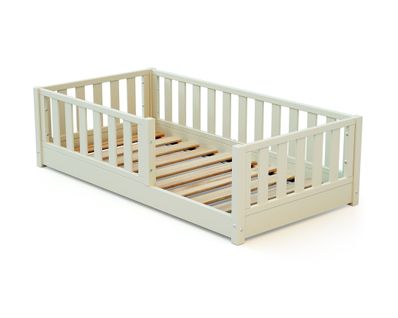 Lit Enfant Au Sol En Bois Sonho Mini - 70x140 - Blanc Perle
