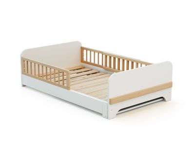 Lit Au Sol Enfant Extensible En Bois 80x140-165-190 Carrousel - Blanc
