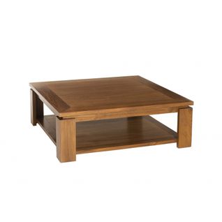 Api - Table Basse Carrée Marron Sous Plateau 90x90cm Bois Teck