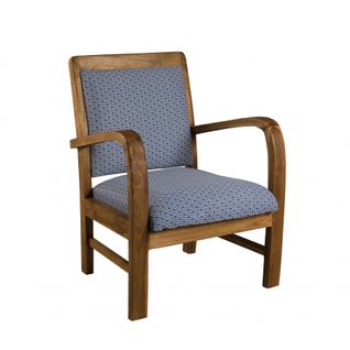 Eris - Fauteuil Bois Teck Tissu Bleu Scandi