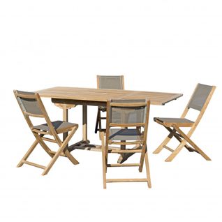 Harris - Salon De Jardin En Bois Teck 4/6 Pers - Ensemble De Jardin - 1 Table Rectangulaire Extensi