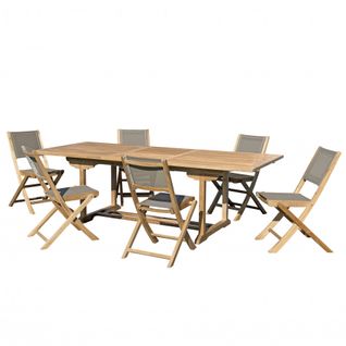 Harris - Salon De Jardin En Bois Teck 8/10 Pers - 1 Table Rectangulaire Extensible 180/240*100 Cm E