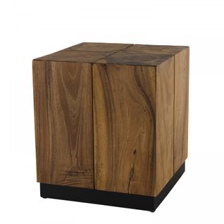 Suzy - Table D'appoint Carrée 38x38cm Bois Suar Piètement Noir